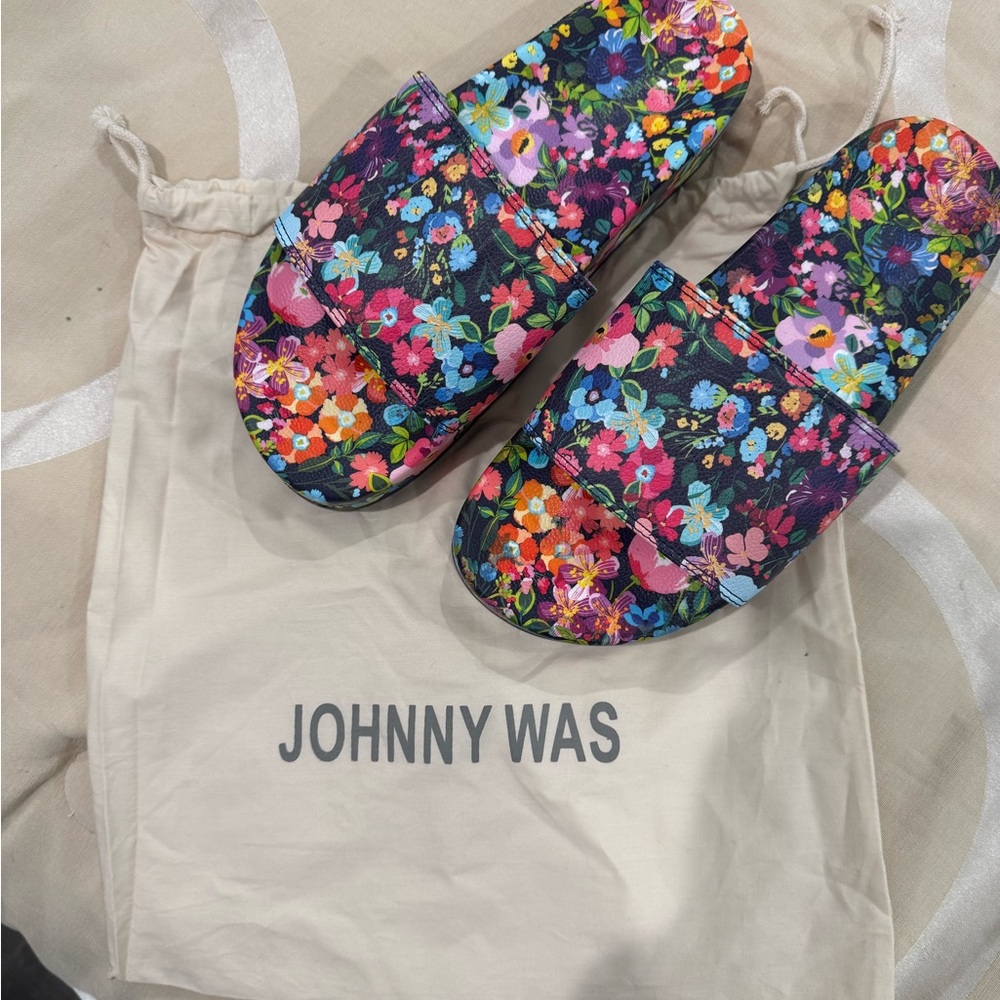 Johnny Was Multicolor Floral Slides